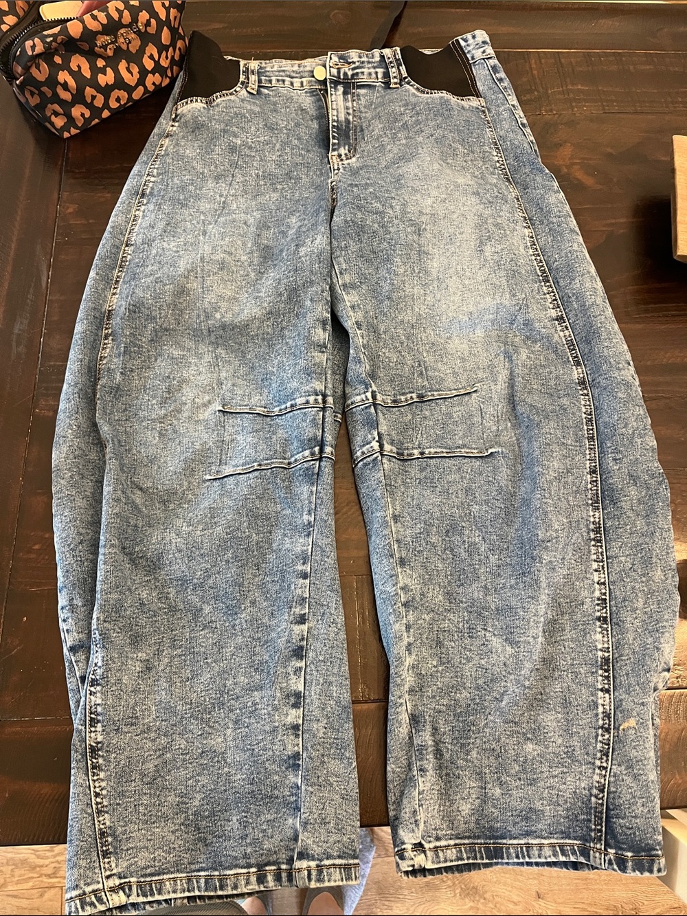 Relaxed Fit blue jeans women’s maternity  - Elastic Waist Panel